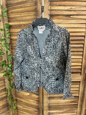 Vintage AMX Gray Leopard Print Utility Jacket